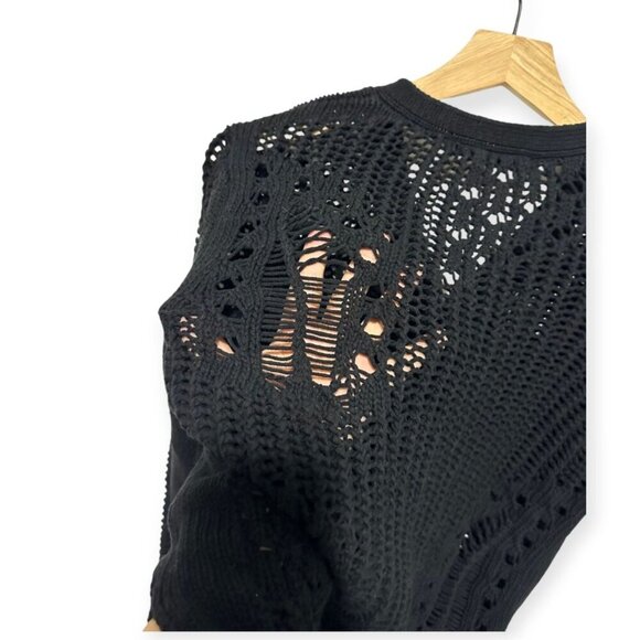 Olivaceous Cotton Cardigan with Open weave, Black, Size L - Picture 11 of 16